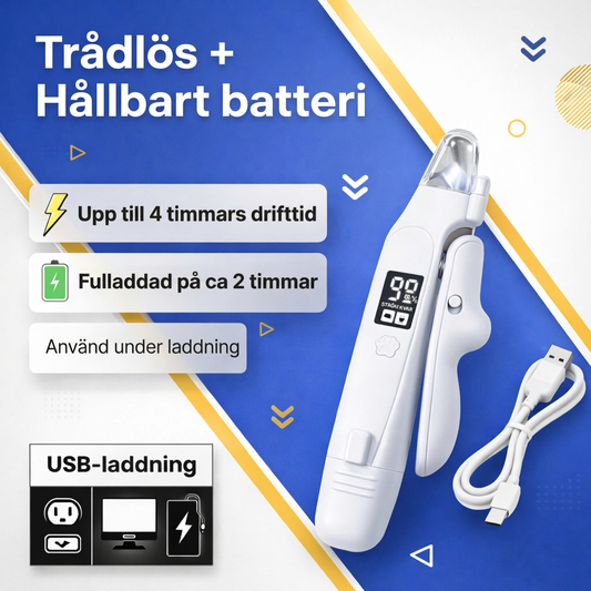 2-i-1 LED-kloklippare och kloslip för katter och hundar