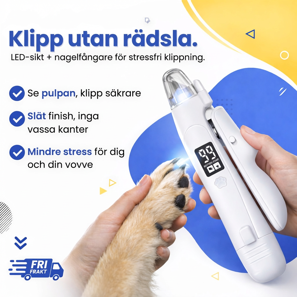2-i-1 LED-kloklippare och kloslip för katter och hundar