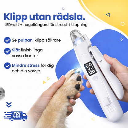 2-i-1 LED-kloklippare och kloslip för katter och hundar
